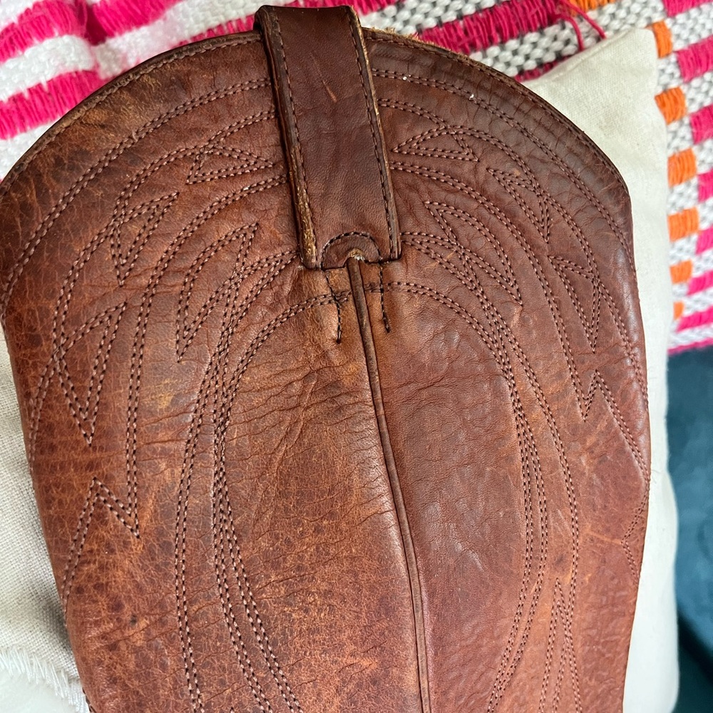 Frye Chestnut Brown Leather Western High-Heel Boots - Picture 8 of 11